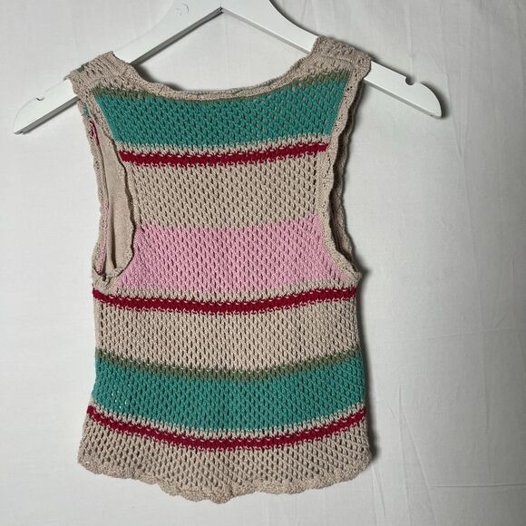Z Supply Crochet Multi Striped Baby Cropped Sweater Tank Y2K Size S - Picture 3 of 7